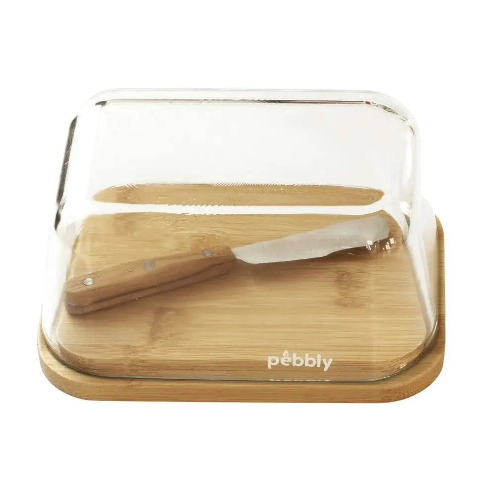 Pebbly Glass Butterdish And Spreader