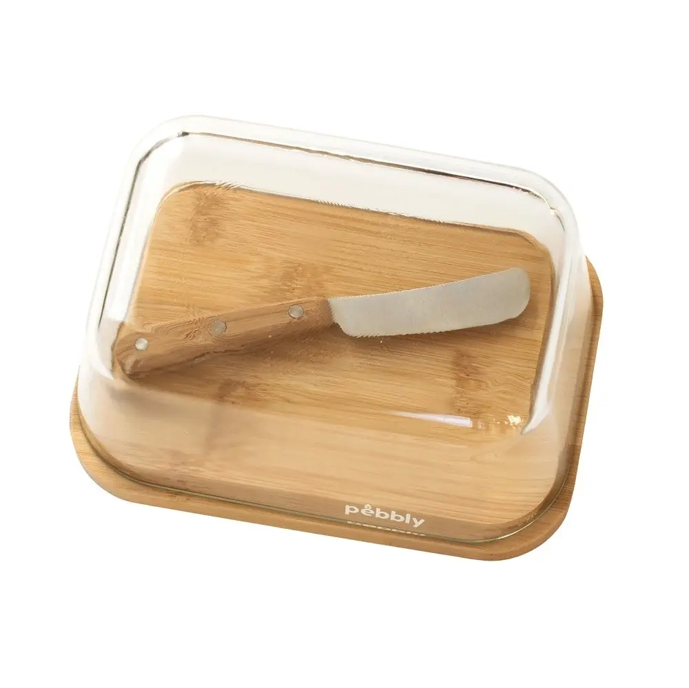 Pebbly Glass Butterdish And Spreader