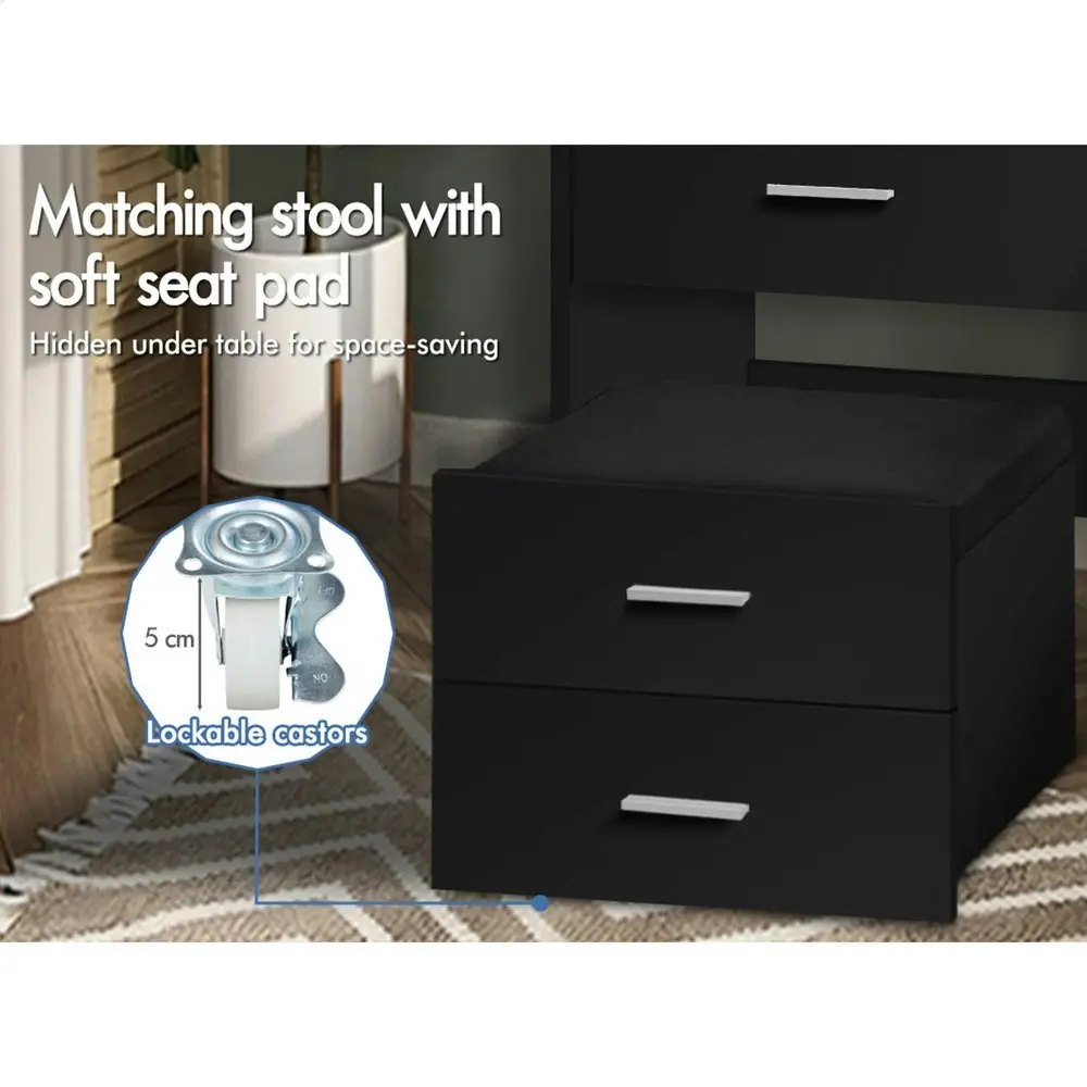 Alfordson Dressing Table Stool Set Nightstand Black