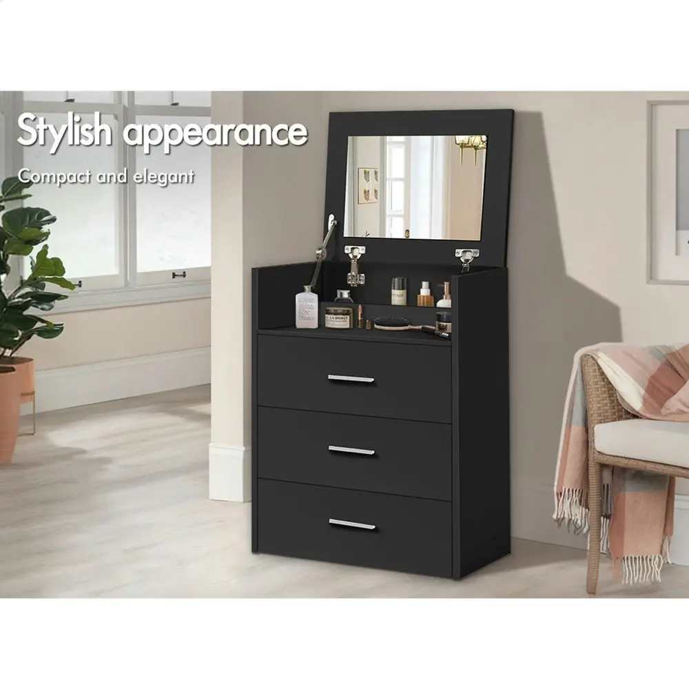 Alfordson Dressing Table Stool Set Nightstand Black