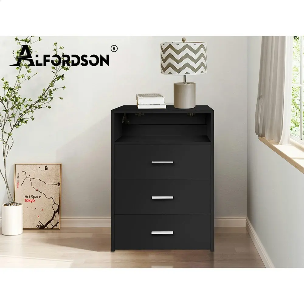 Alfordson Dressing Table Stool Set Nightstand Black