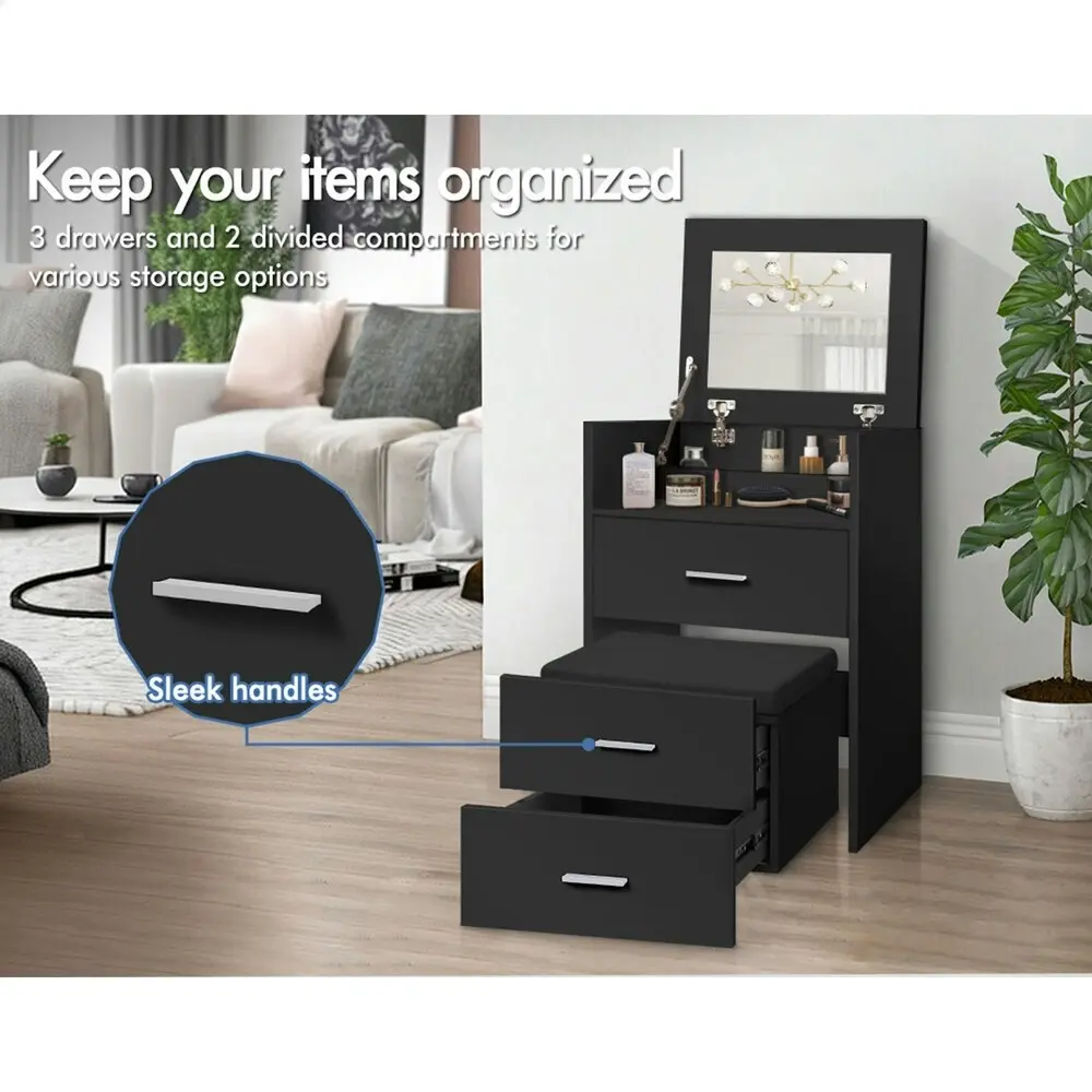 Alfordson Dressing Table Stool Set Nightstand Black