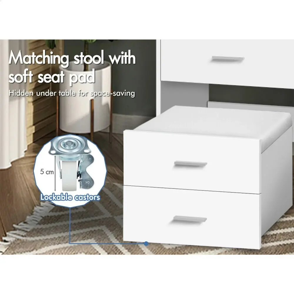 Alfordson Dressing Table Stool Set Nightstand White