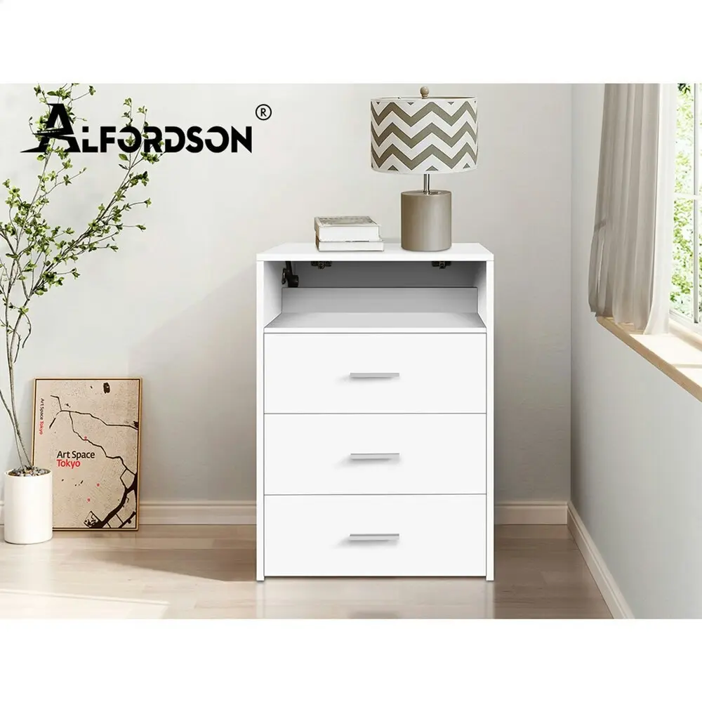 Alfordson Dressing Table Stool Set Nightstand White