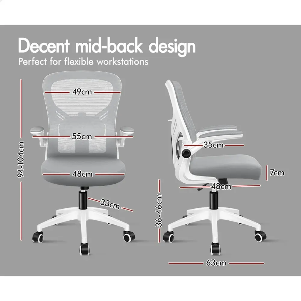 Alfordson Mesh Mid Back Computer Office Chair - Grey White