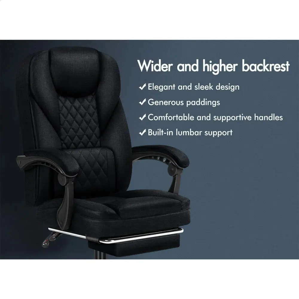 Alfordson Massage Office Chair Executive Recliner Gaming Computer Fabric Seat Black