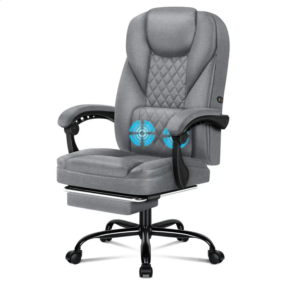 Alfordson Massage Office Chair Executive Fabric Seat Gaming Recliner Computer Grey