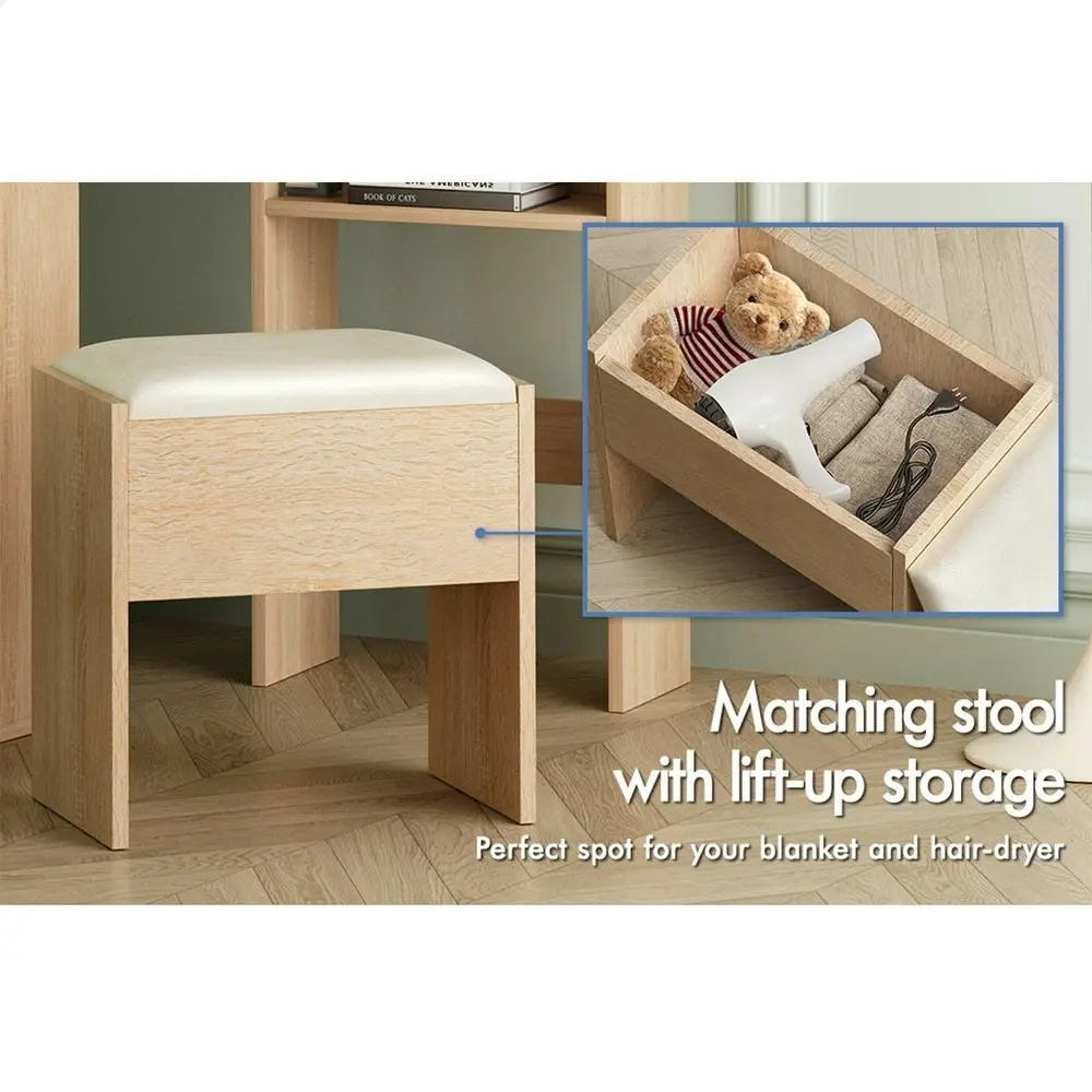 Alfordson Dressing Table Stool Set Tri-fold Oak