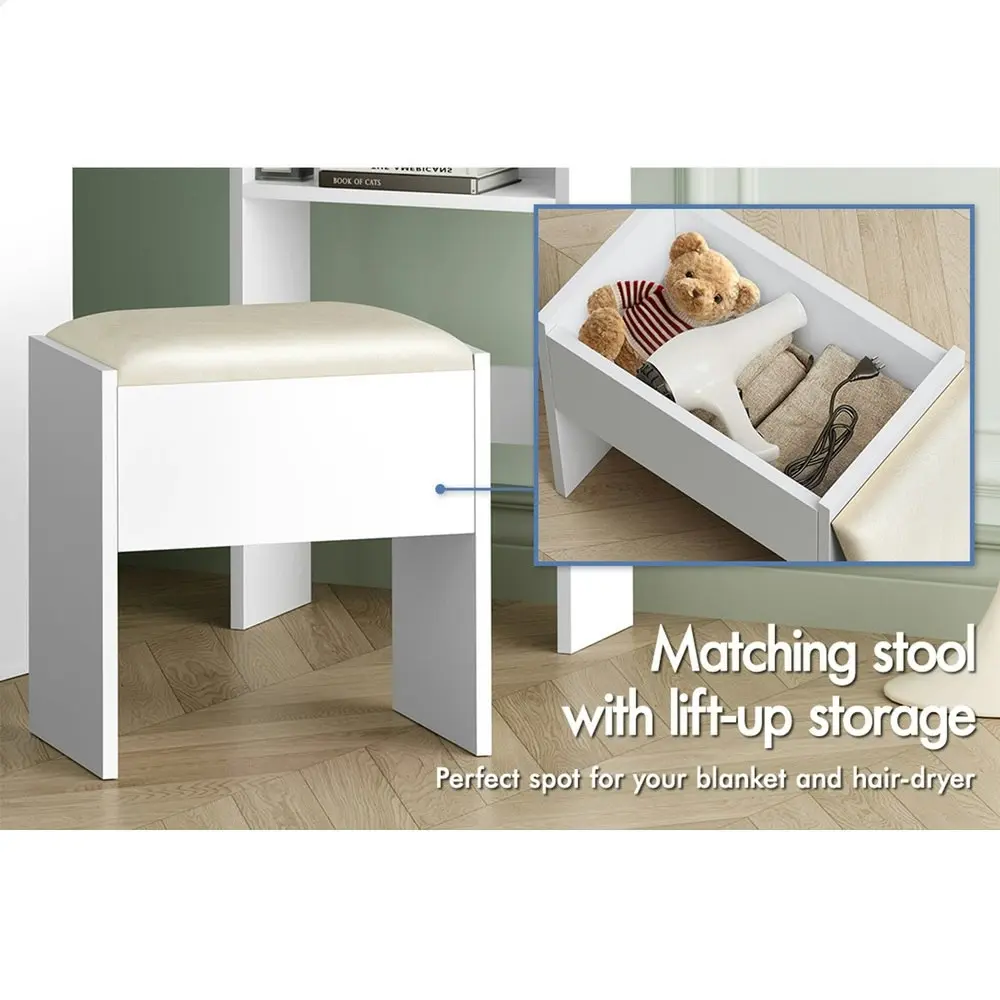 Alfordson Dressing Table Stool Set Tri-fold White