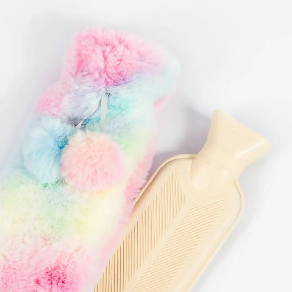 Long Hot Water Bottle & Eye Mask Set Rainbow