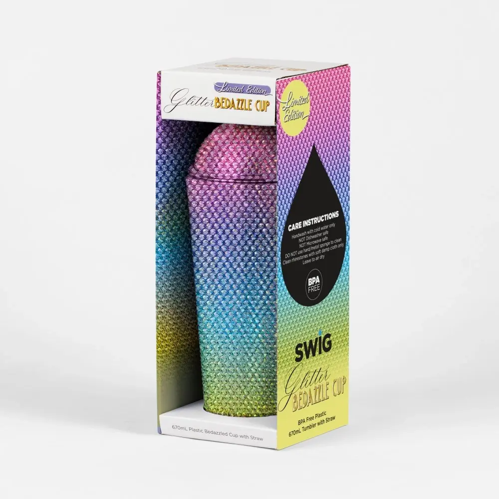 Swig Bedazzle Cup w Straw Multi Rainbow 670mL