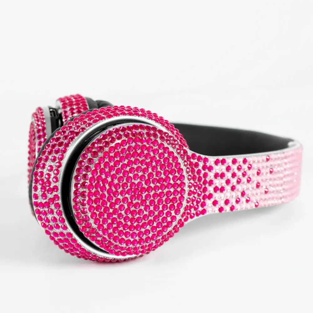 Glitz Pink Ombre Headphones w Case