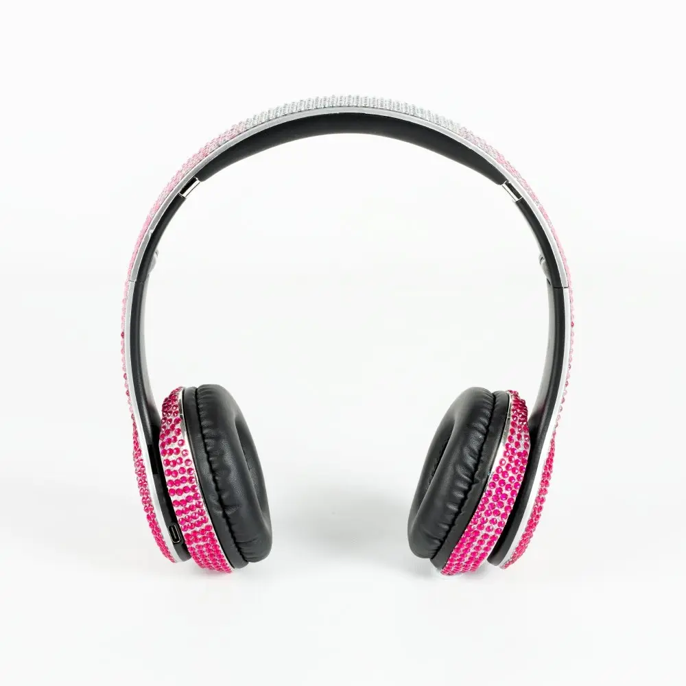 Glitz Pink Ombre Headphones w Case