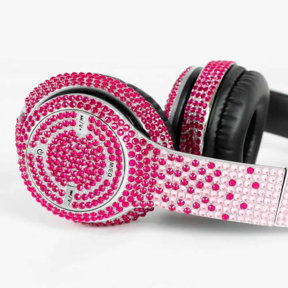 Glitz Pink Ombre Headphones w Case