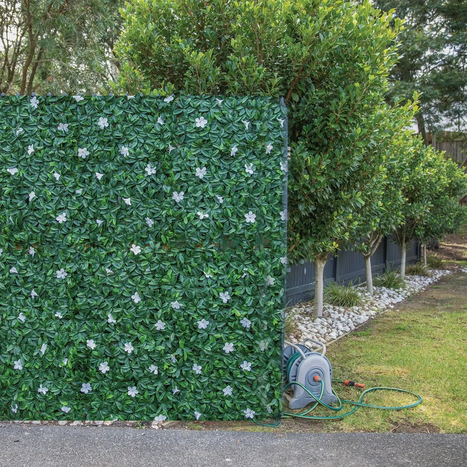 Artificial White Petal Hedge 50x50cm