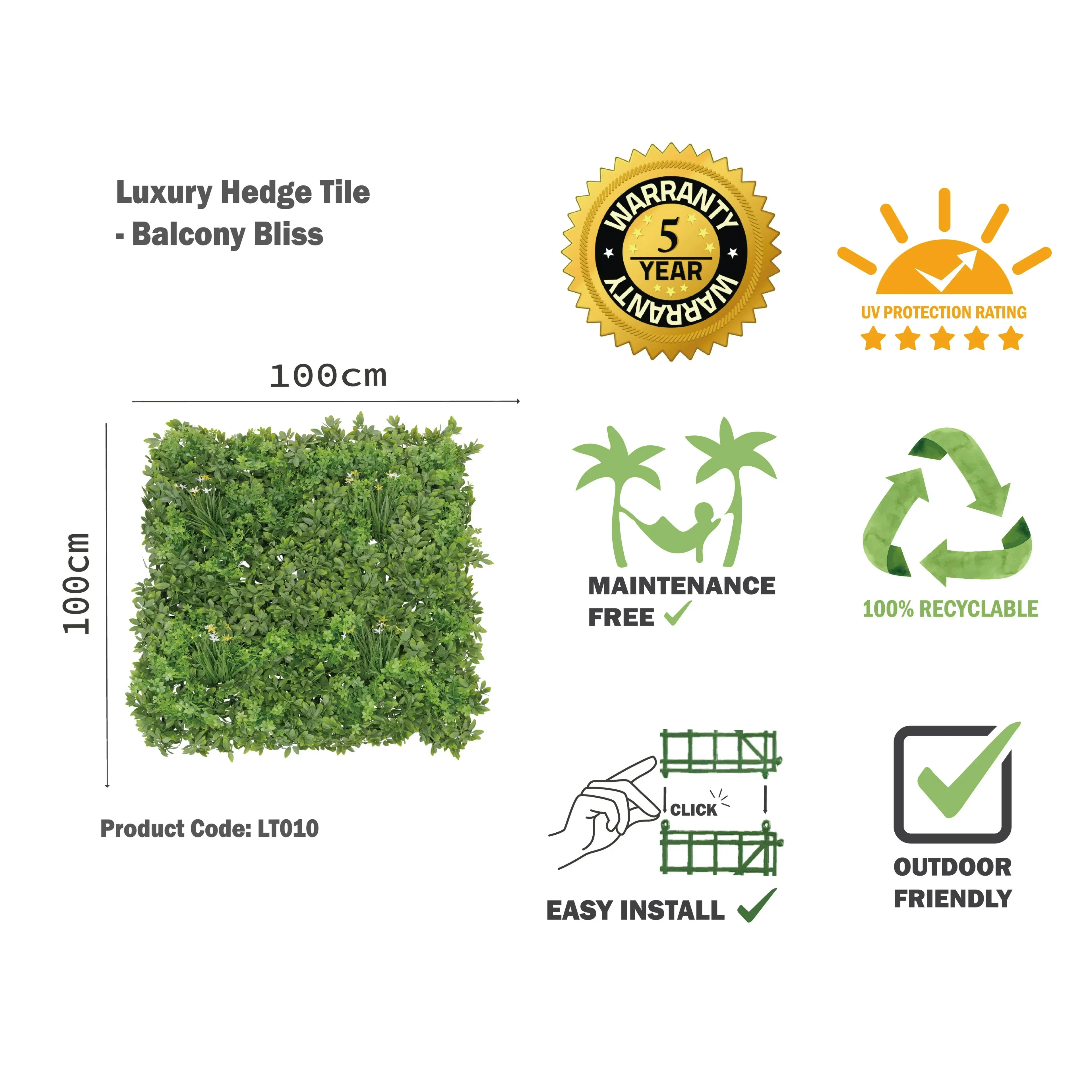 Artificial Balcony Bliss Hedge 100x100cm