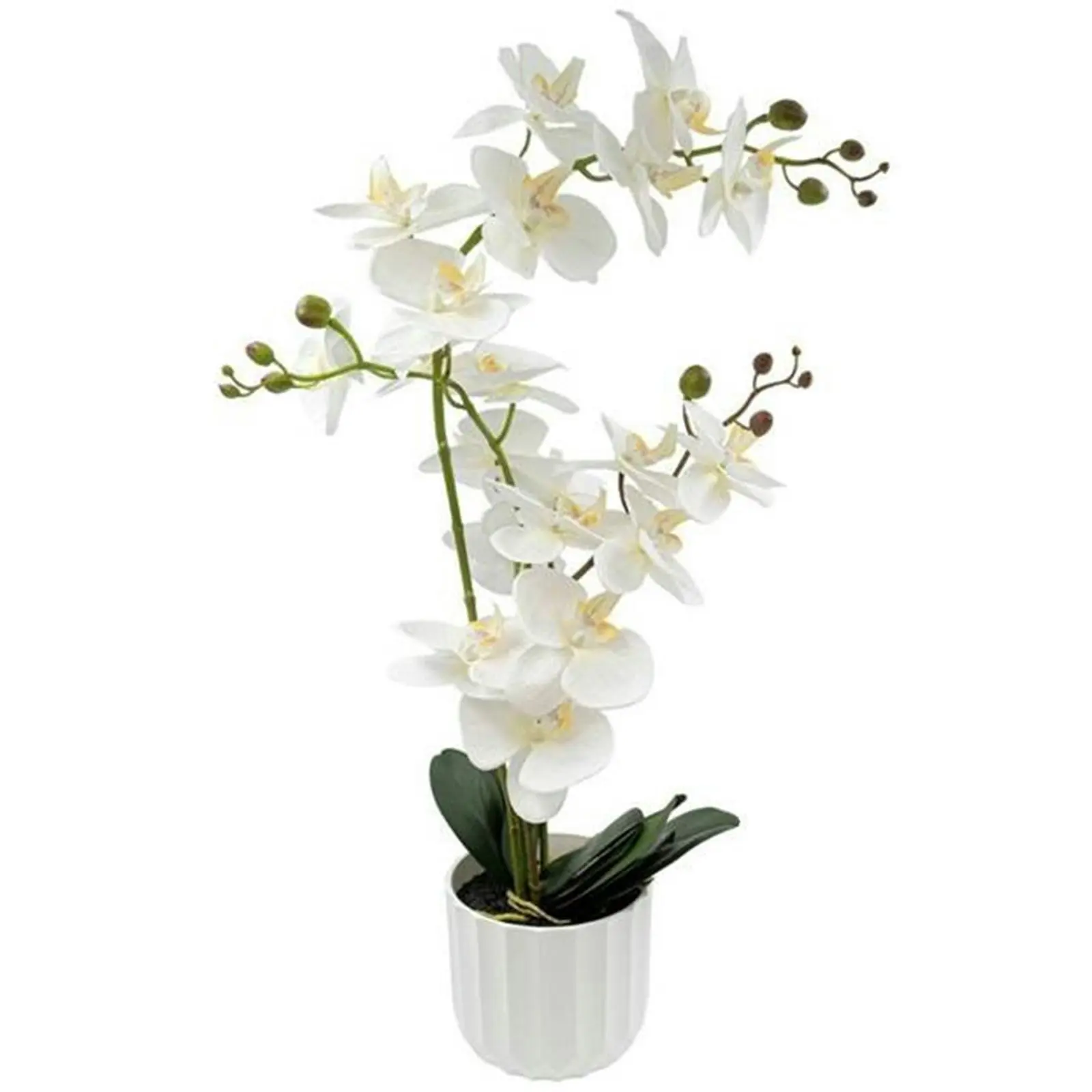 Artificial White Orchid Flowers Plant in white pot 65cm