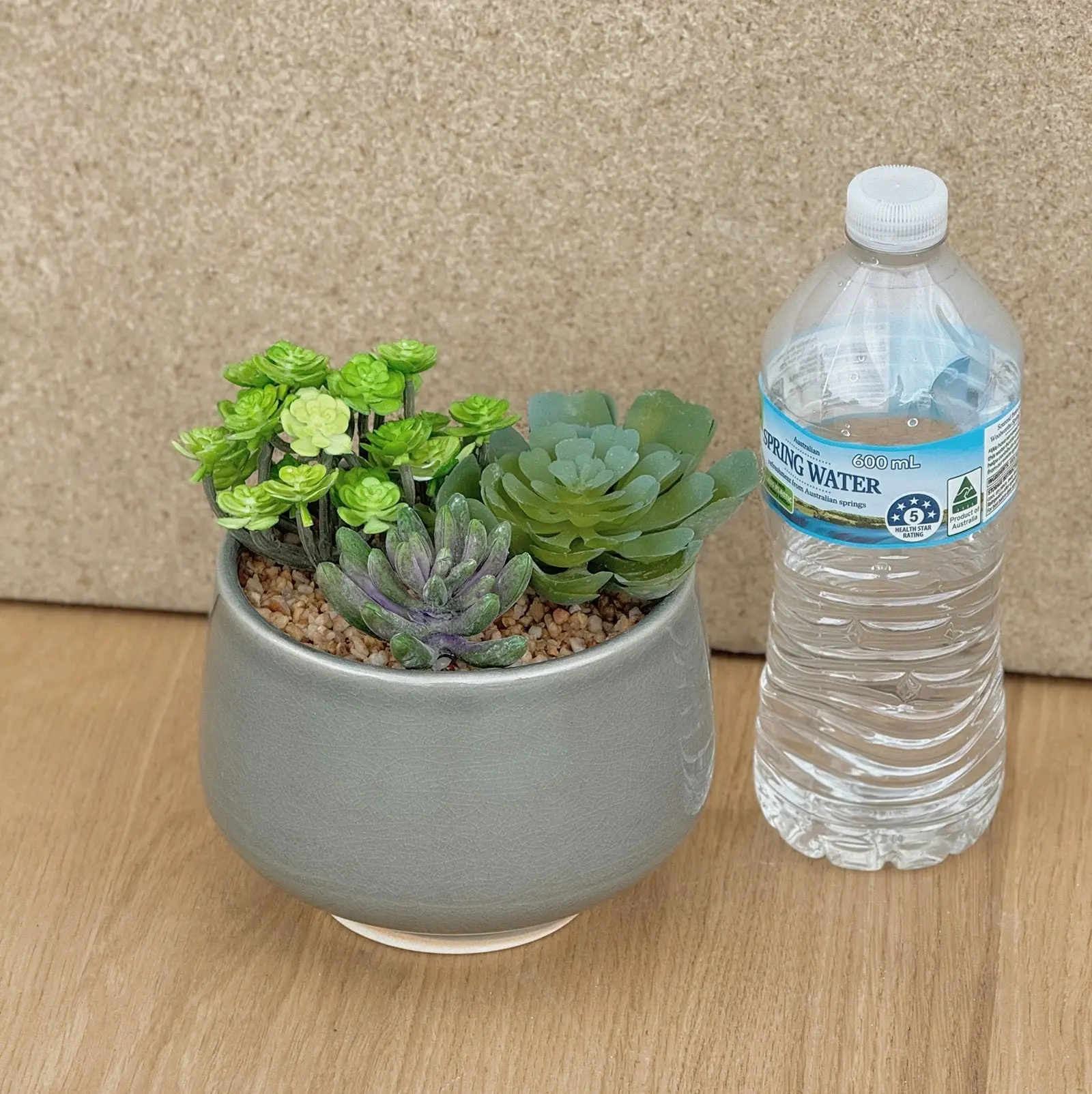 Artificial Succulent - Trio in Grey Pot 17cm