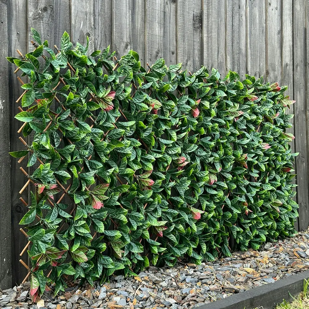 Expanding Trellis - Artificial Red Photinia leaves Outdoor 180 x 90cm