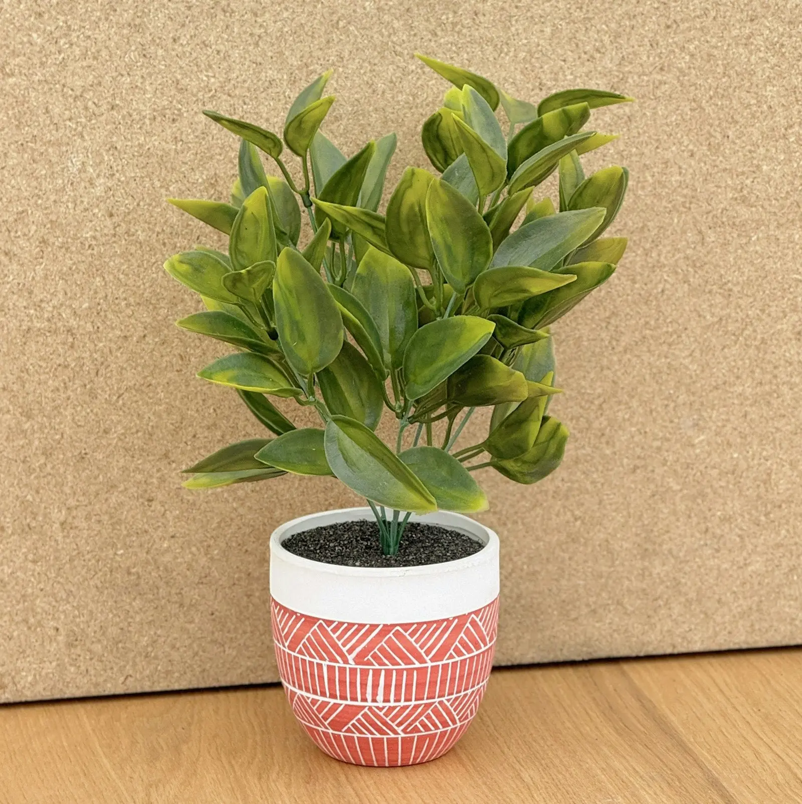 Artificial Photinia Plant in Red Ceramic Pot 30cm