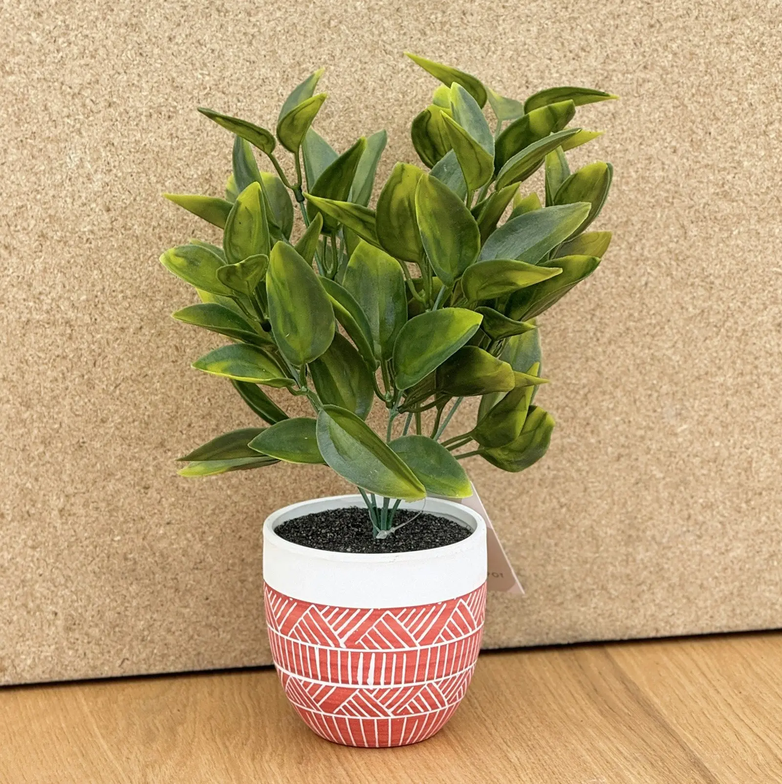 Artificial Photinia Plant in Red Ceramic Pot 30cm