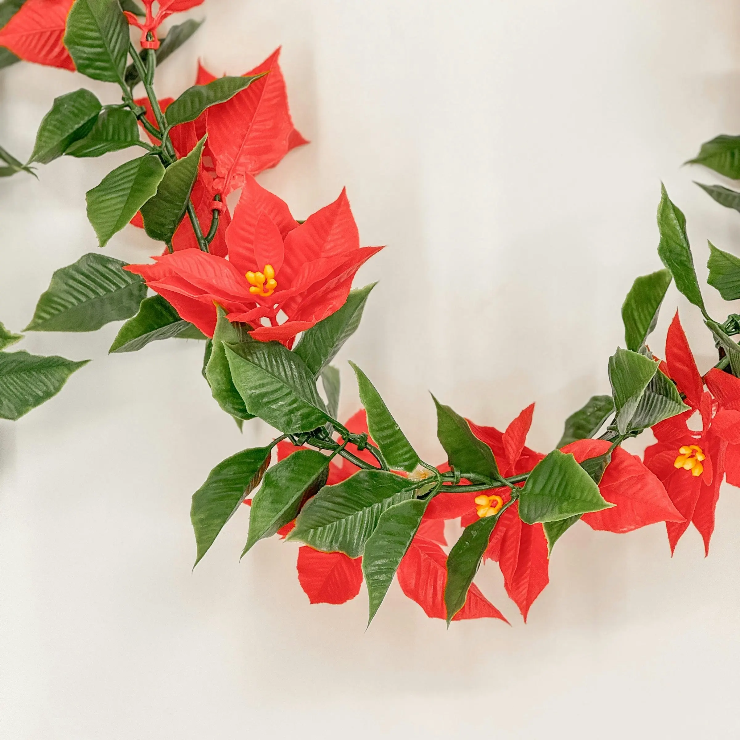 Artificial Garland - Red Poinsettia - 160cm Outdoor