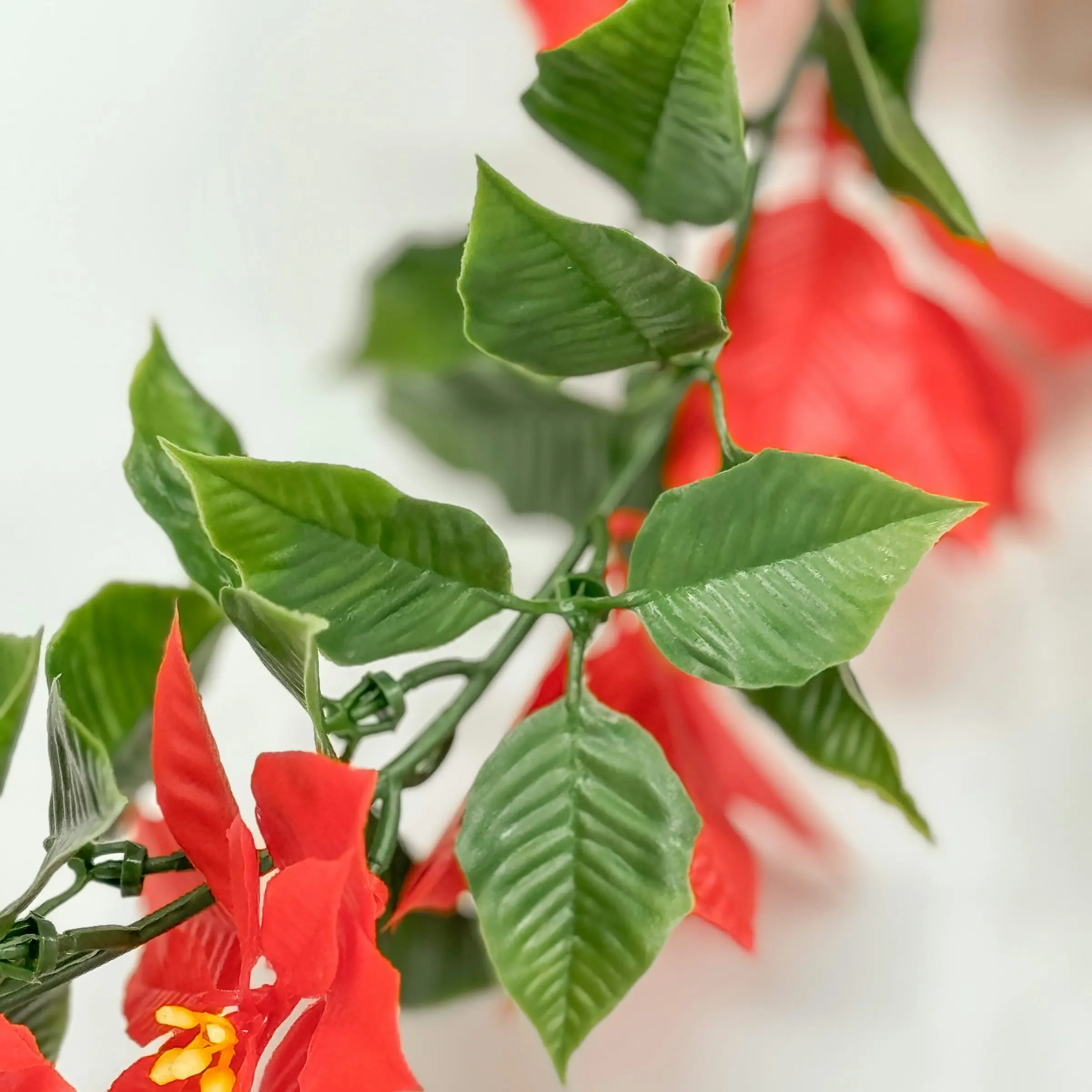 Artificial Garland - Red Poinsettia - 160cm Outdoor