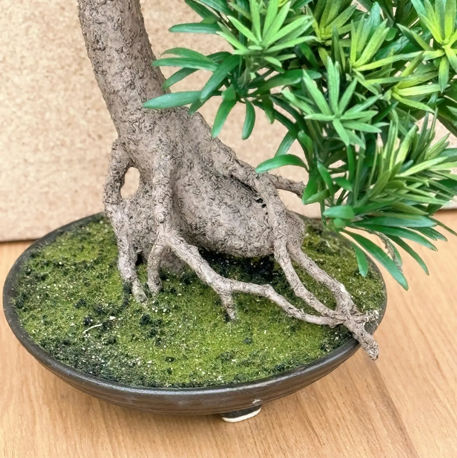 Artificial Plant Buddhist Pine Bonsai - Slanting Exposed Root Fusion 60cm