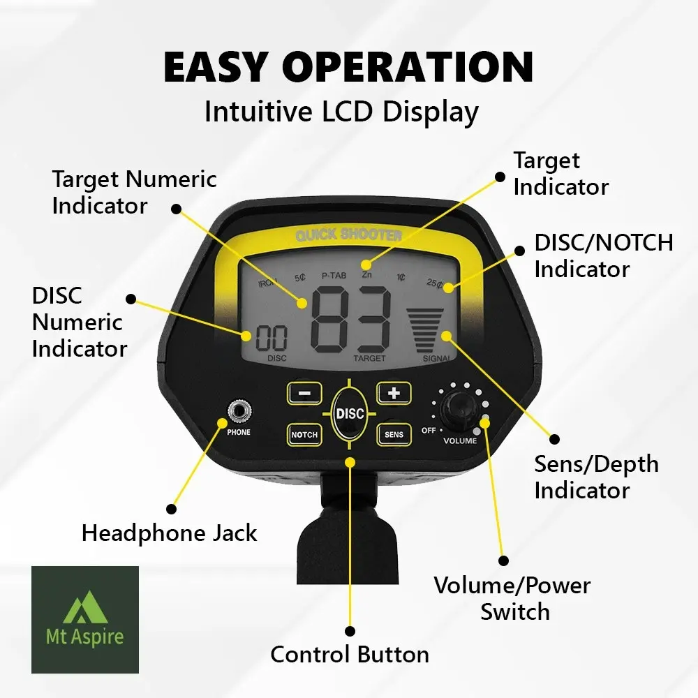 Mt Aspire Professional Metal Detector 200MM LCD Screen Waterproof Mine Gold Digger