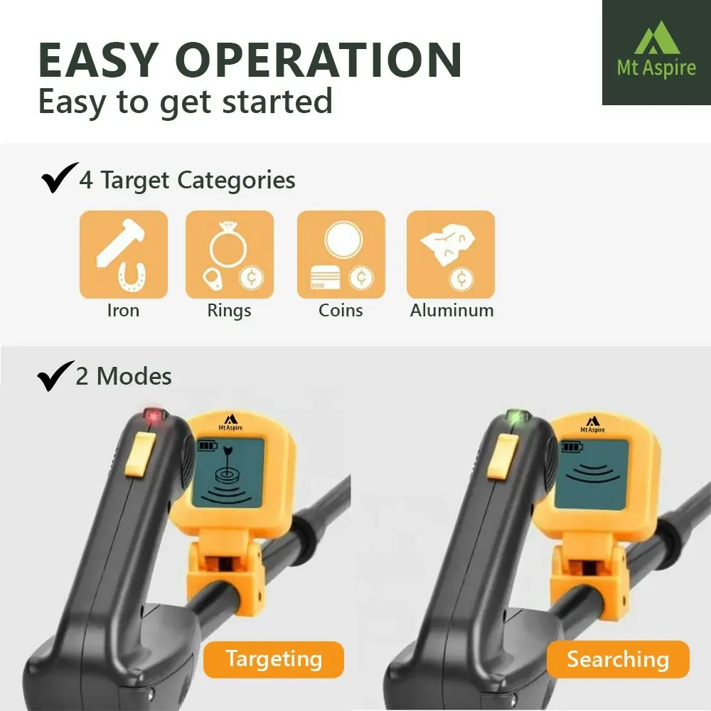 Mt Aspire 120MM Metal Detector LCD Display Waterproof Adjustable Entry-Level Kids