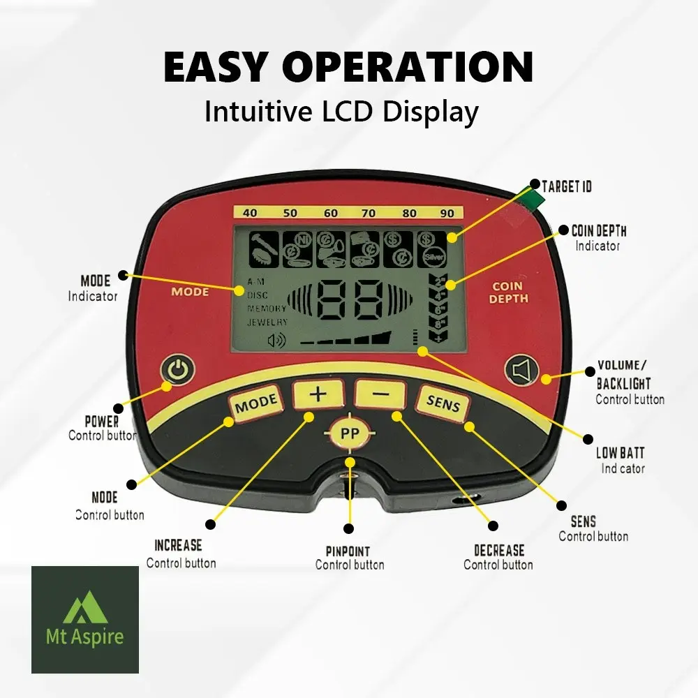 Mt Aspire Professional Metal Detector 240MM LCD Screen Waterproof Mine Gold Digger