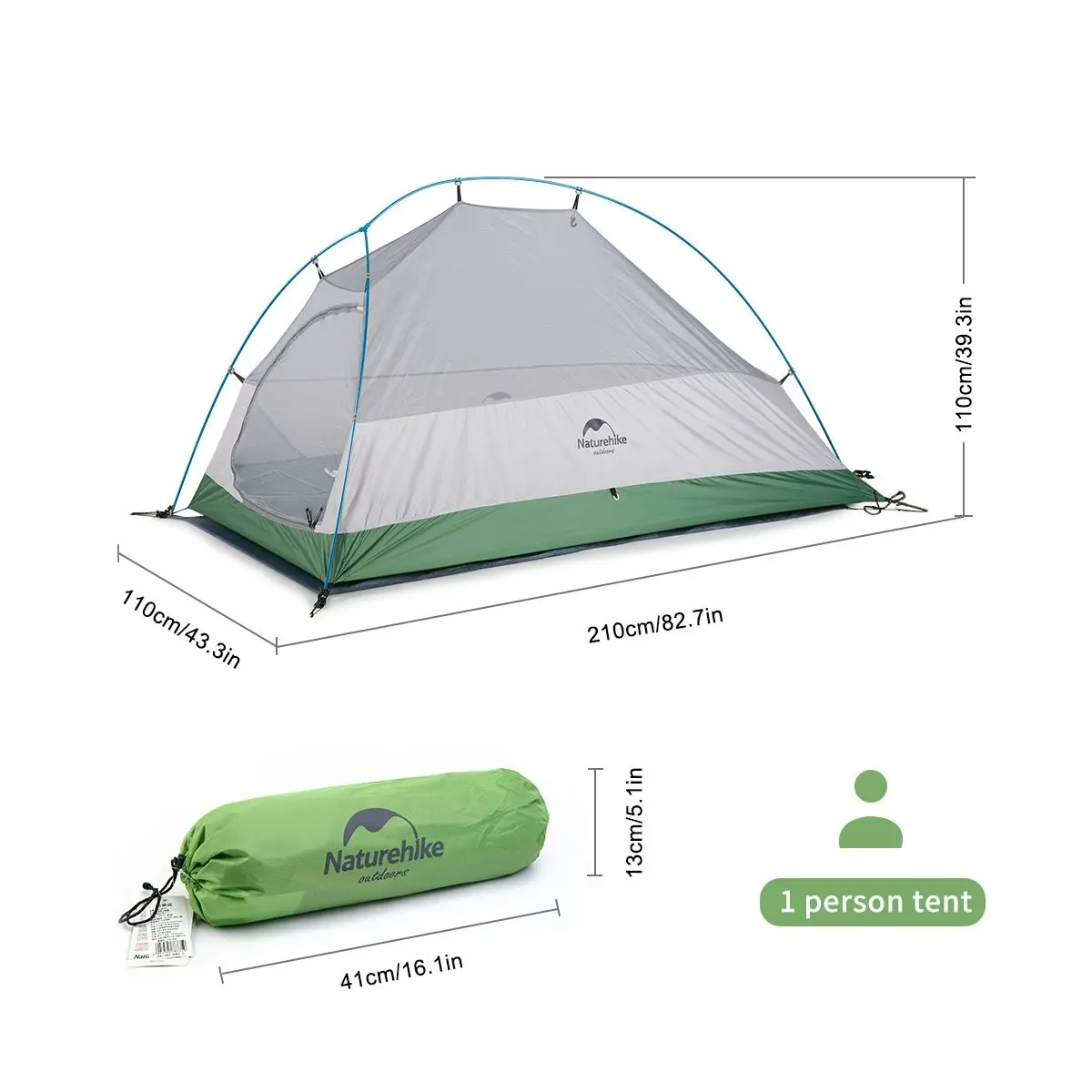 NatureHike Upgraded Cloud-up Camping Tent Hiking 1 Person Backpacking