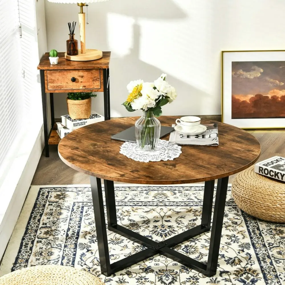 Viviendo Round Coffee Table Industrial style Steel and Wood