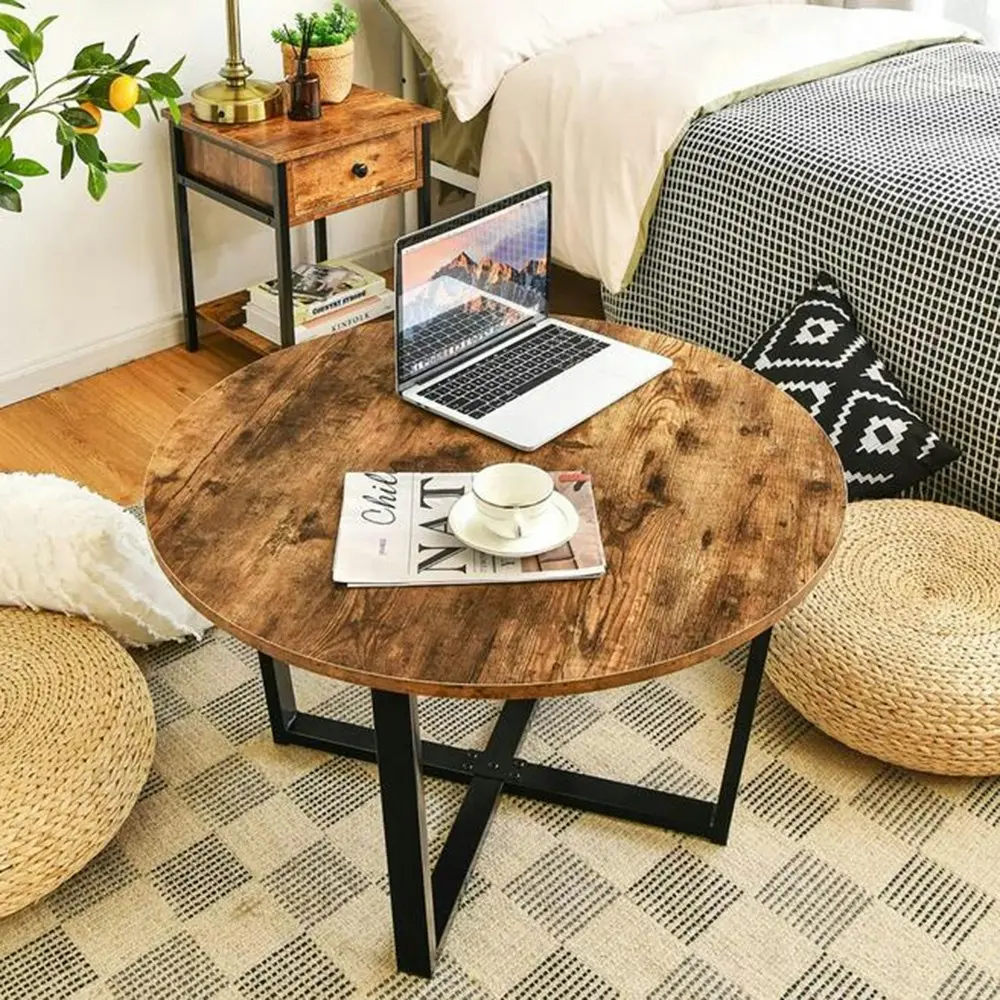 Viviendo Round Coffee Table Industrial style Steel and Wood