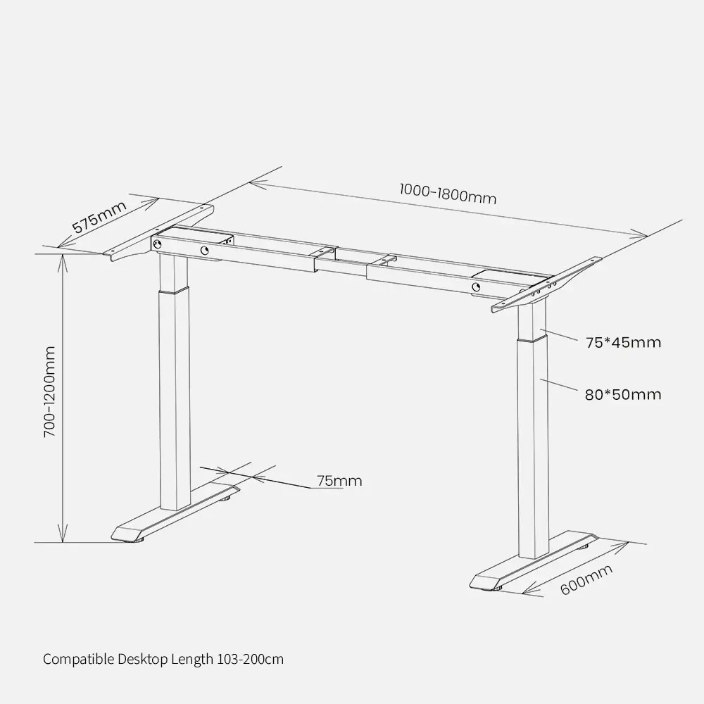 Viviendo Motorised Electric Height Adjustable Frame Office Sit Standing Desk