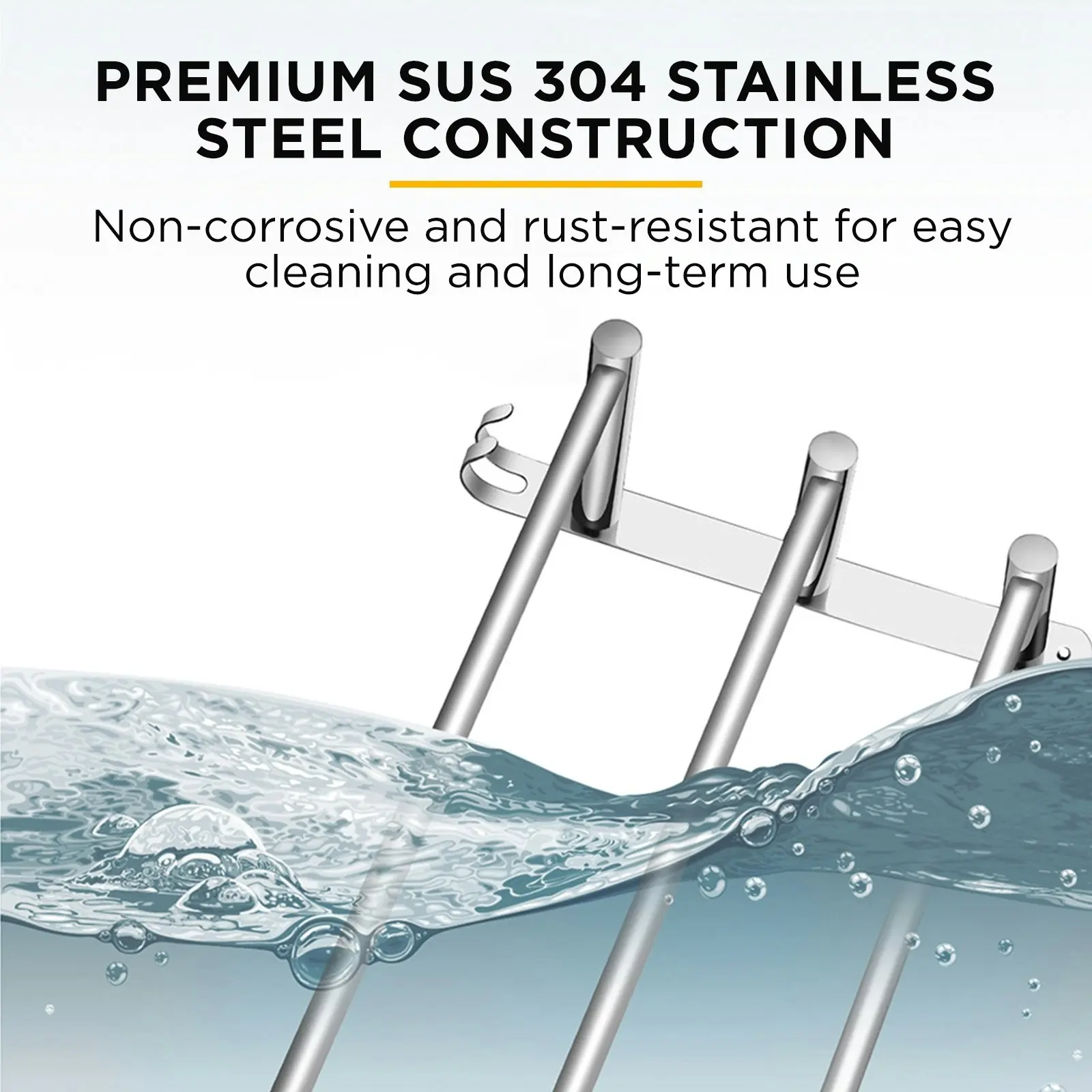 Viviendo Stylish Stainless Steel Adjustable Bathroom Towel Rack Rail Holder with Hooks â€“ One Tier