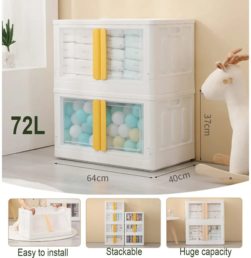 Viviendo 72L Stackable Storage Containers Large Foldable Organizer Storage Wardrobe Boxes