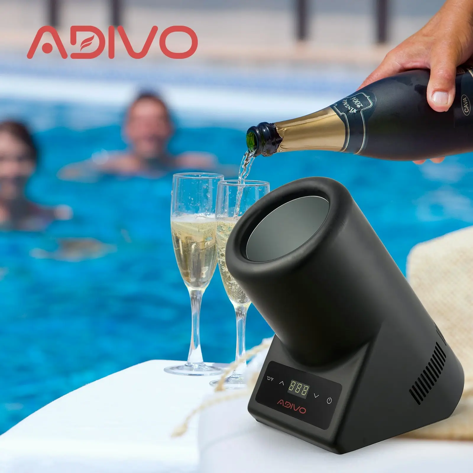 ADIVO Premium Electric Wine Chiller Cooler Iceless Bottle Bucket Storage 750ml Fast Portable