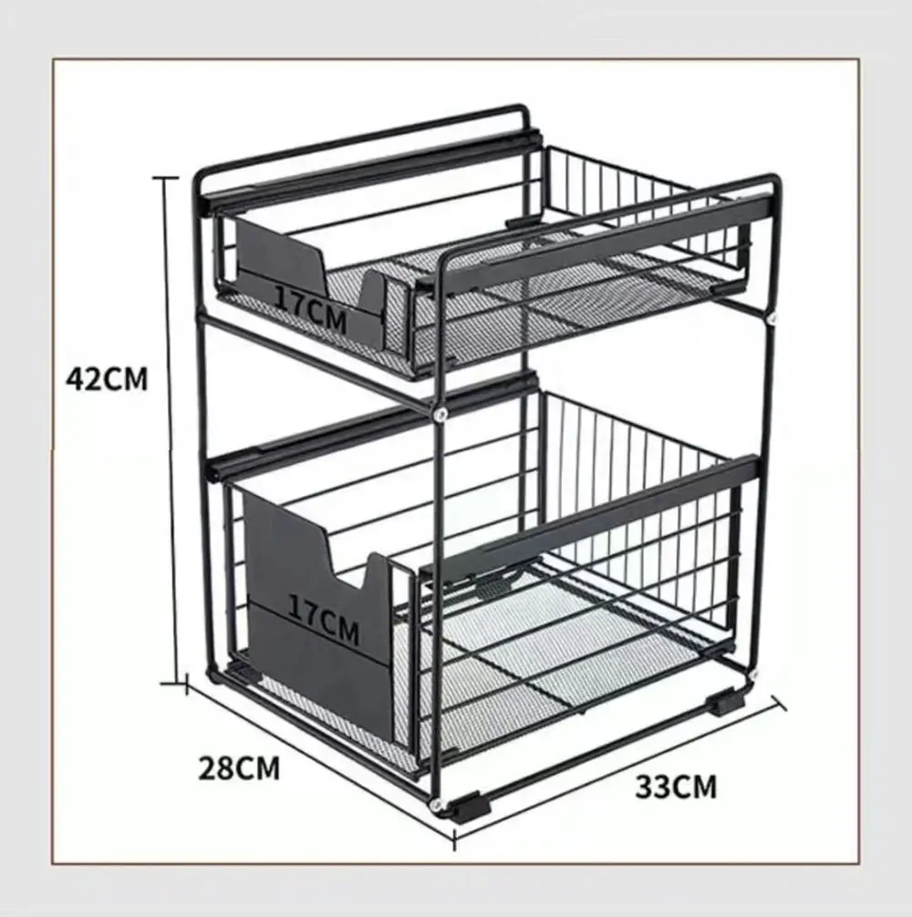 Viviendo Pantry Kitchen Organiser Sauce Rack Spice Storage with sliding drawers in Carbon Steel