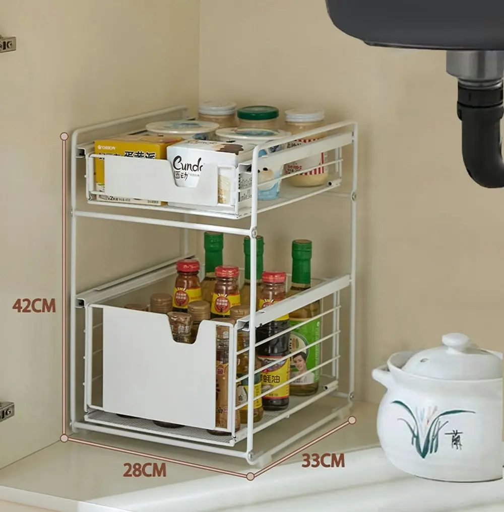 Viviendo Pantry Kitchen Organiser Sauce Rack Spice Storage with sliding drawers in Carbon Steel