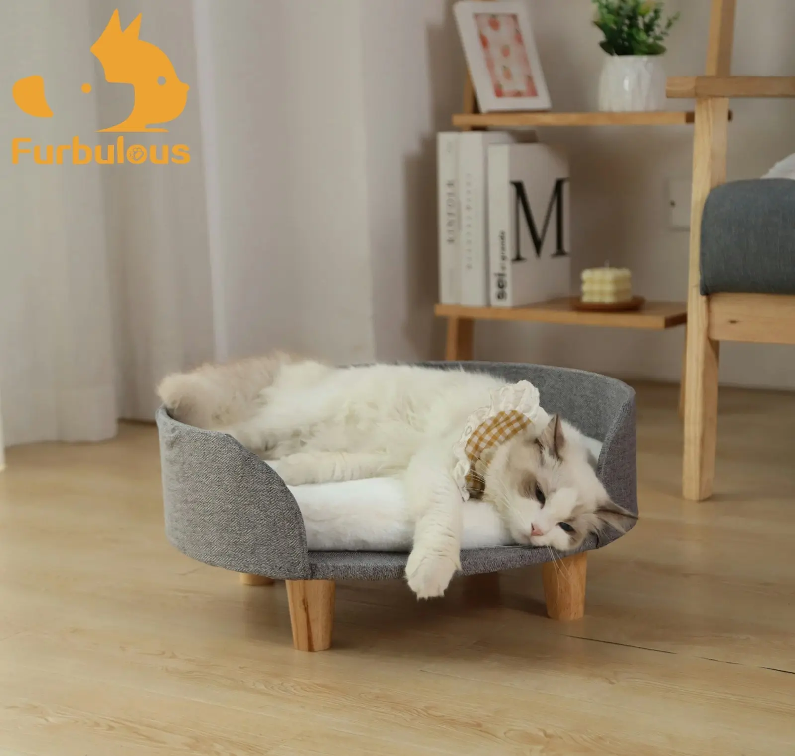 Furbulous Luxury Pet Sofa Bed Round Dog Cat Kitty Puppy Couch Soft Cushion Chair