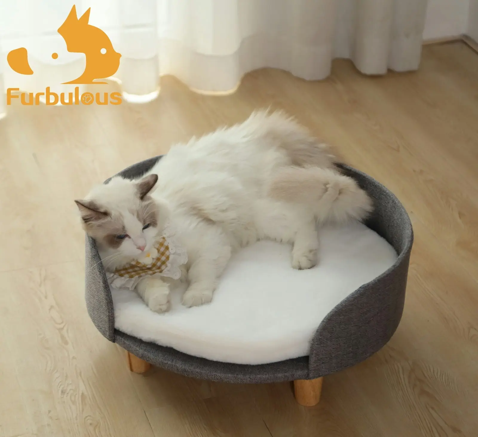 Furbulous Luxury Pet Sofa Bed Round Dog Cat Kitty Puppy Couch Soft Cushion Chair