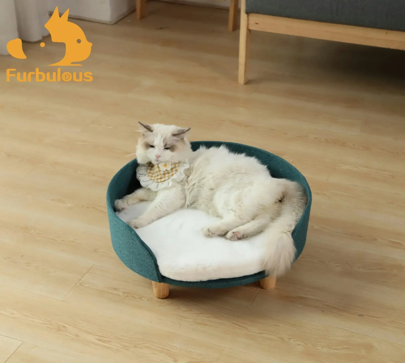 Furbulous Luxury Pet Sofa Bed Round Dog Cat Kitty Puppy Couch Soft Cushion Chair