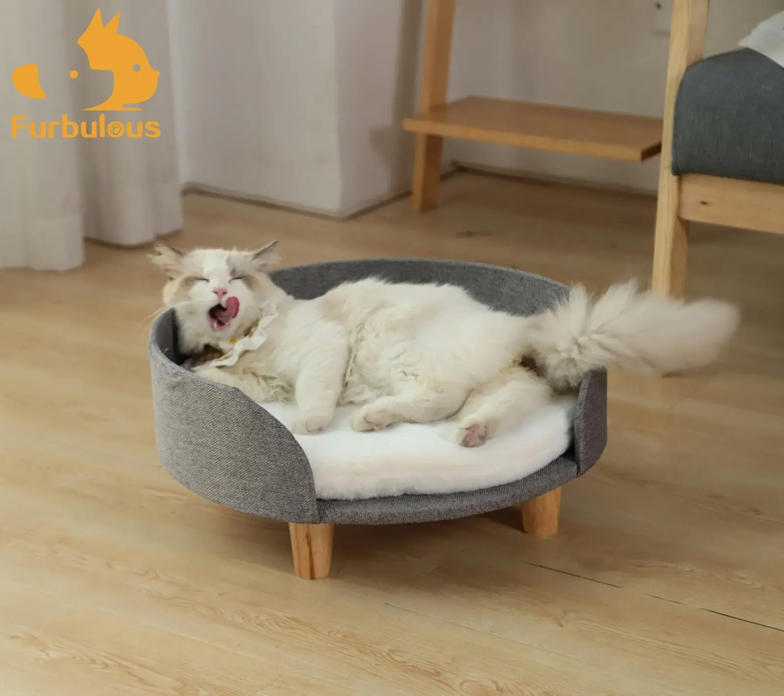 Furbulous Luxury Pet Sofa Bed Round Dog Cat Kitty Puppy Couch Soft Cushion Chair