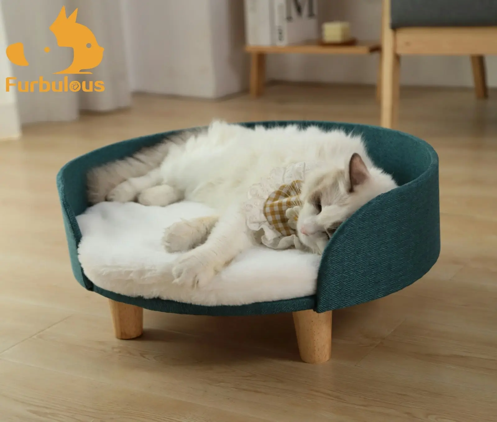 Furbulous Luxury Pet Sofa Bed Round Dog Cat Kitty Puppy Couch Soft Cushion Chair