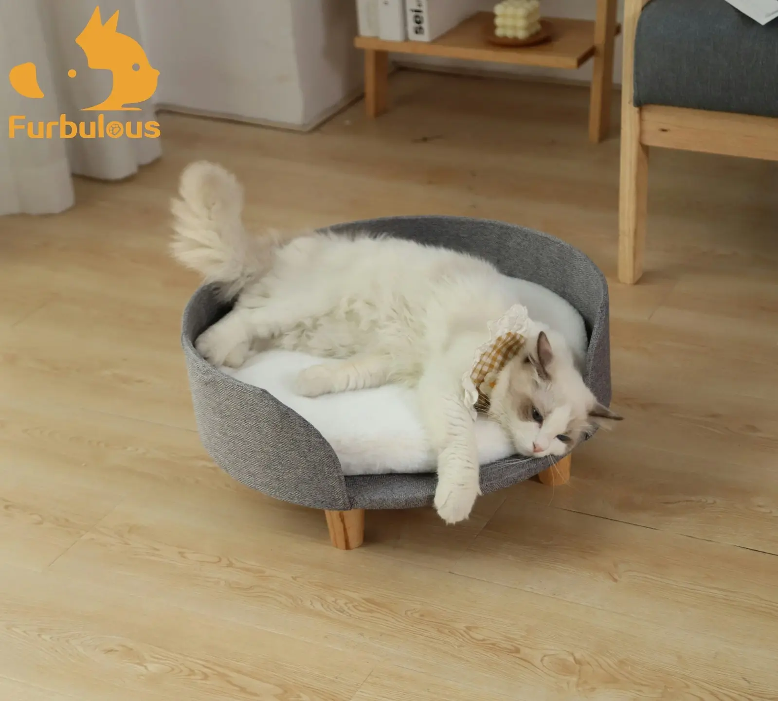 Furbulous Luxury Pet Sofa Bed Round Dog Cat Kitty Puppy Couch Soft Cushion Chair