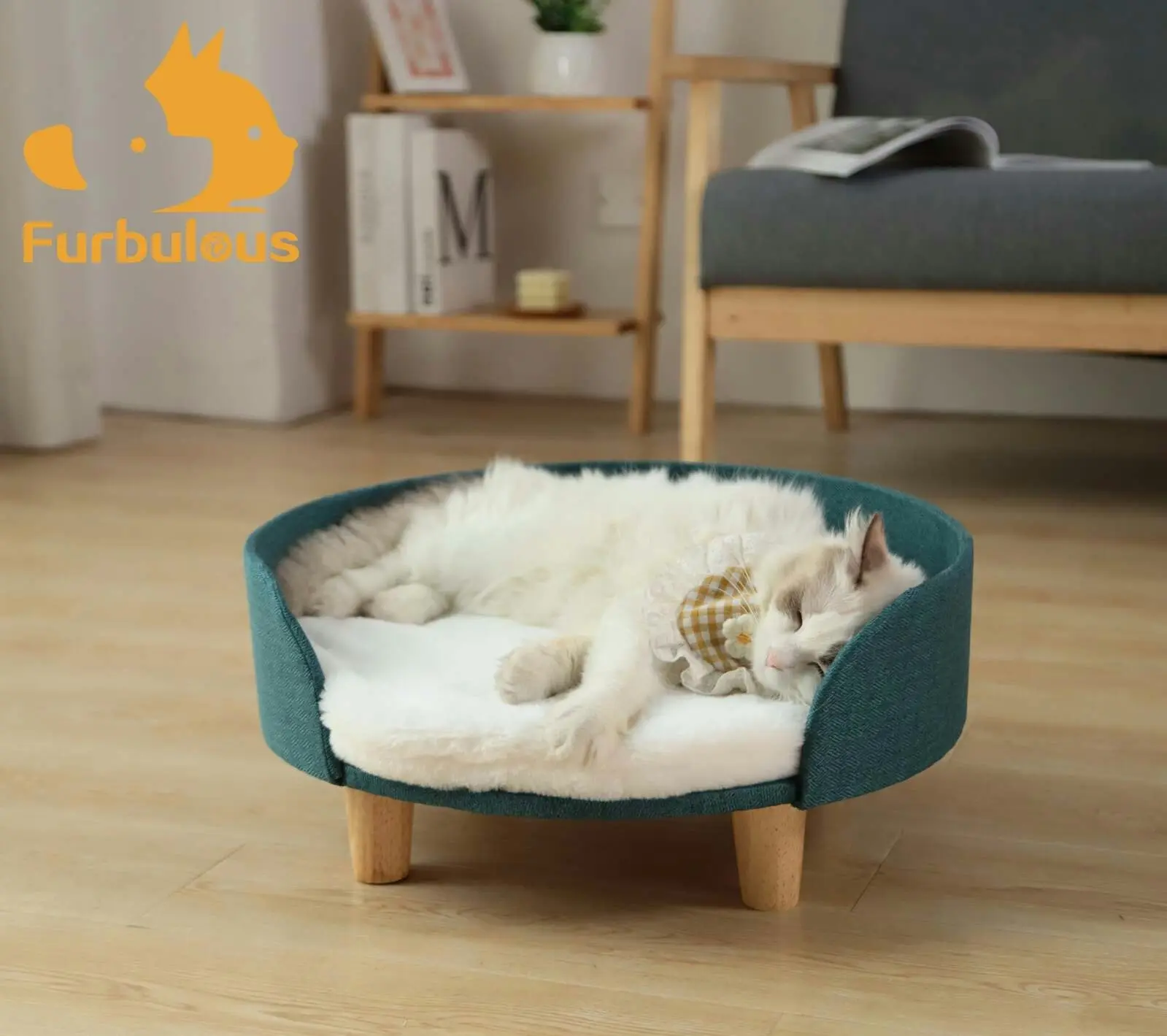 Furbulous Luxury Pet Sofa Bed Round Dog Cat Kitty Puppy Couch Soft Cushion Chair