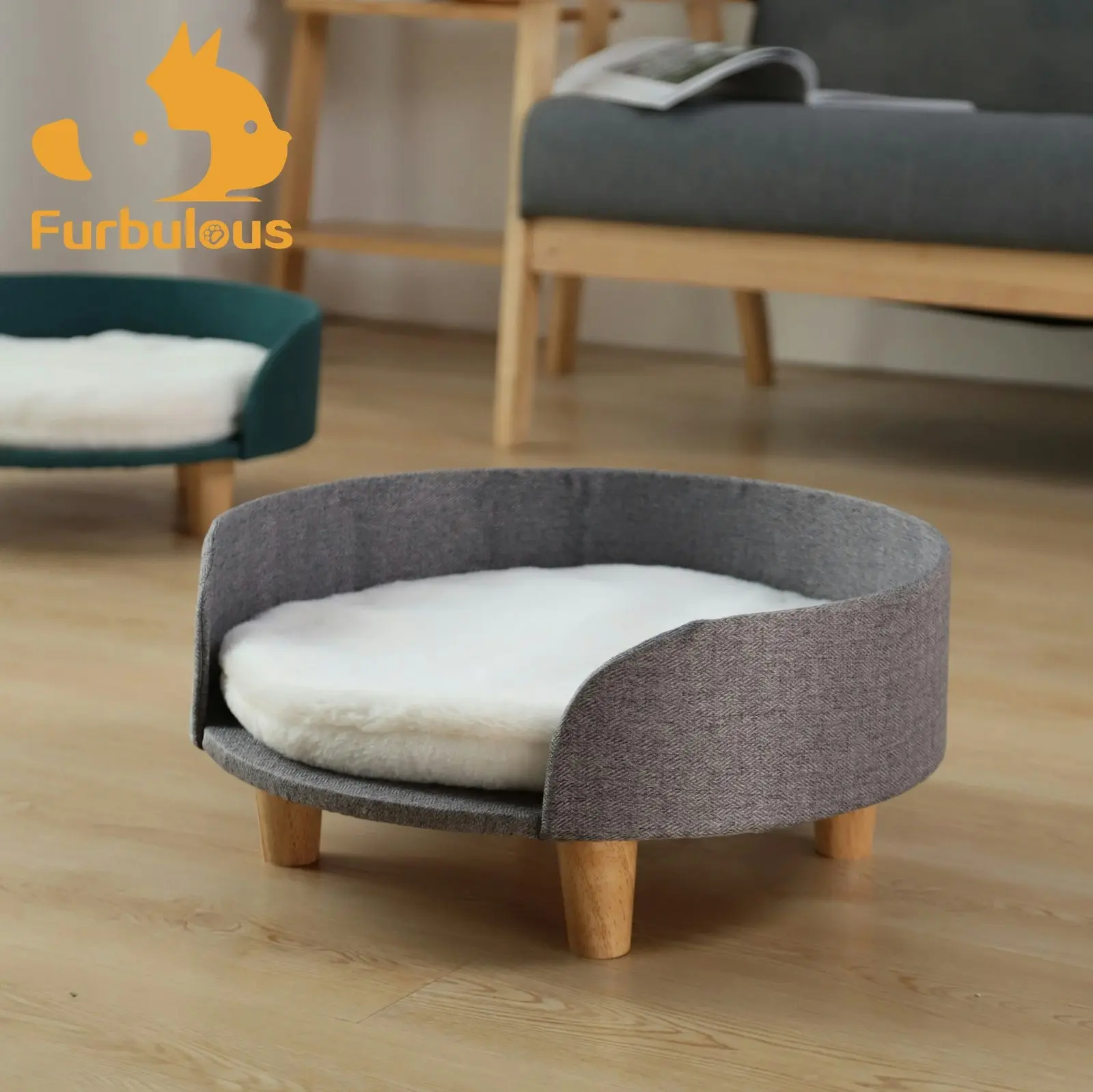 Furbulous Luxury Pet Sofa Bed Round Dog Cat Kitty Puppy Couch Soft Cushion Chair