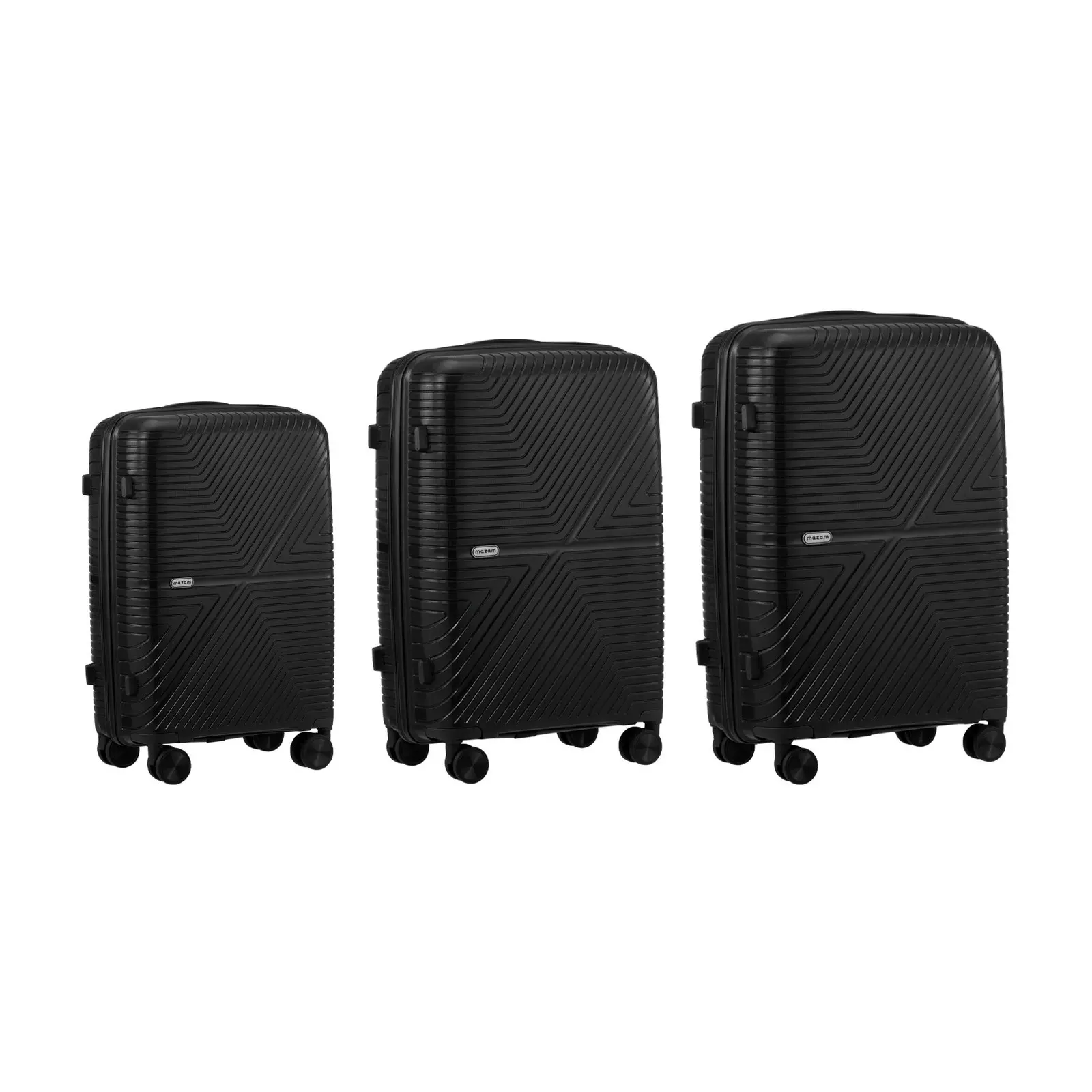 Mazam 3PCS Luggage Suitcase Trolley Set Travel Black PP Case TSA Lock Storage