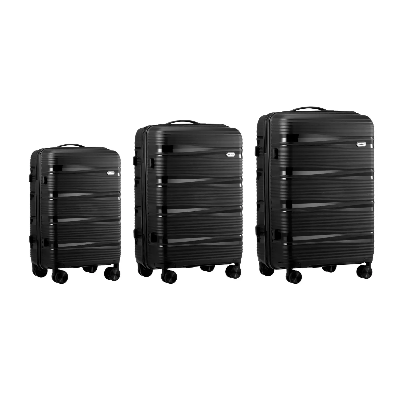 Mazam 3PCS Luggage Suitcase Trolley Set Travel PP Case TSA Lock Storage Black